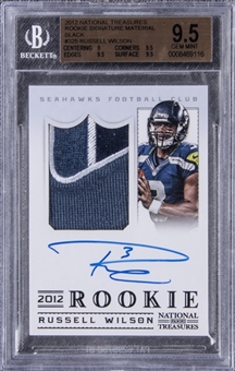 2012 National Treasures Rookie Signature Material Black #325 Russell Wilson Signed Patch Card (#18/25) - BGS GEM MINT 9.5/BGS 10 “1 of 2!”